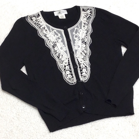 BLACK & LACE CARDIGAN L ❤️$$ DROP❤️ - Picture 2 of 6